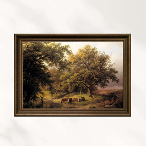 Barend Cornelis Koekkoek - Orman Kenarında Dere fine art baskı