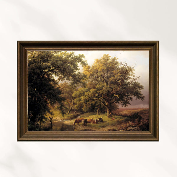 Barend Cornelis Koekkoek - Orman Kenarında Dere fine art baskı