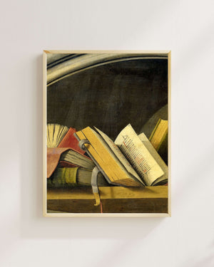 Barthélemy d’Eyck - Niş İçinde Kitaplarla Natürmort Fine Art Baskı