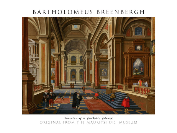 Bartholomeus van Bassen-Bir Katolik Kilisesinin İçi fineart baskı