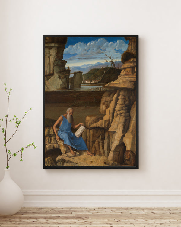 Giovanni Bellini - Manzarada Kitap Okuyan Aziz Jerome fine art baskı
