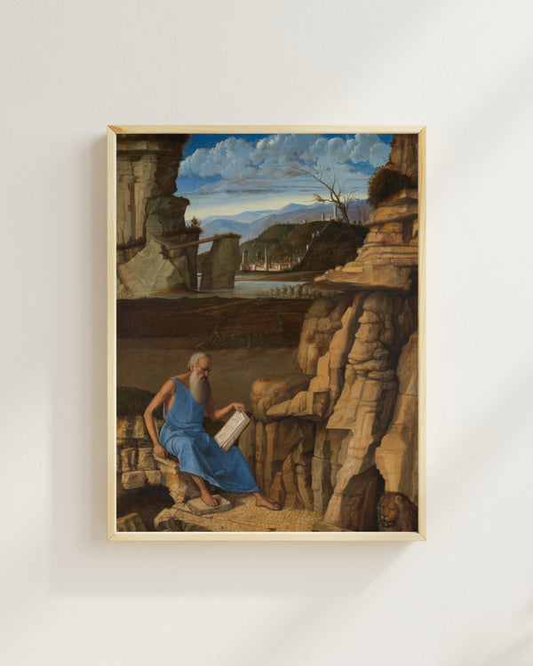 Giovanni Bellini - Manzarada Kitap Okuyan Aziz Jerome fine art baskı