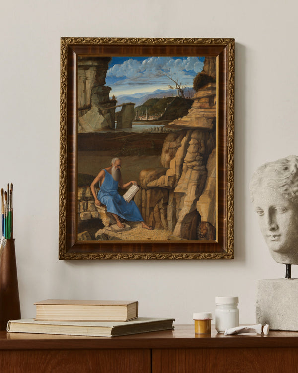 Giovanni Bellini - Manzarada Kitap Okuyan Aziz Jerome fine art baskı