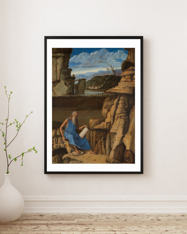 Giovanni Bellini - Manzarada Kitap Okuyan Aziz Jerome fine art baskı