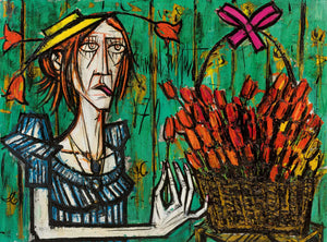 Deli Kadın ve Çiçek Buketi fine art baskı
