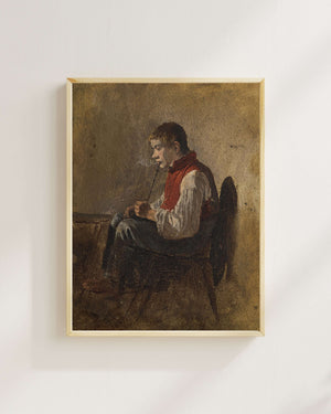 Friedrich Gauermann - Pipo İçen Çocuk Fine Art Baskı
