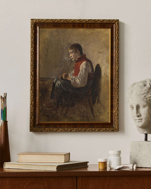 Friedrich Gauermann - Pipo İçen Çocuk Fine Art Baskı