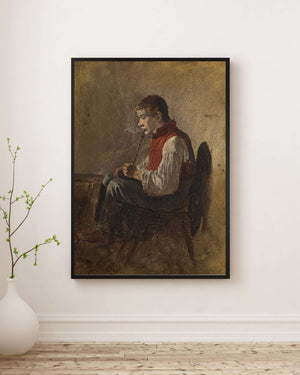 Friedrich Gauermann - Pipo İçen Çocuk Fine Art Baskı