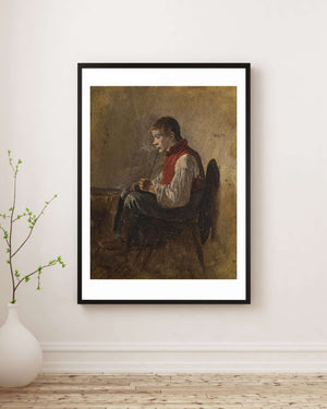 Friedrich Gauermann - Pipo İçen Çocuk Fine Art Baskı