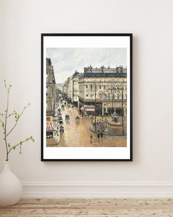 Camille Pissarro - Saint-Honoré Caddesi - Öğleden Sonra - Yağmur Etkisi fine art baskı