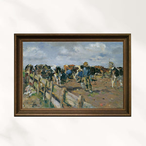 Carl Fahringer - İnek Sağımı Fine Art Baskı