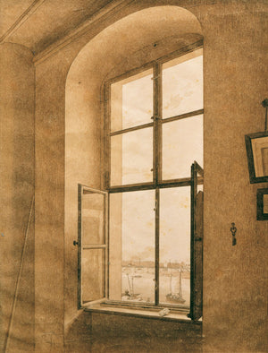 Caspar David Friedrich - Sanatçının Dresden’deki Atölyesinden Elbe’ye Bakış Fine Art Baskı