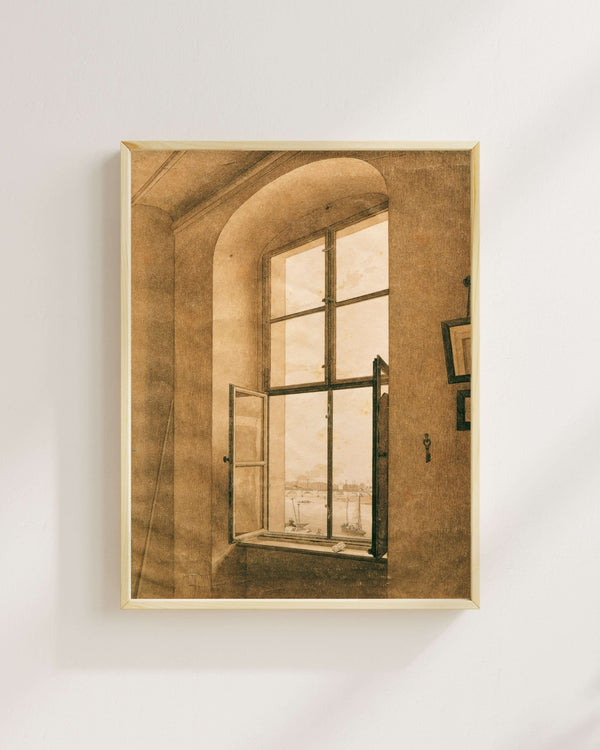 Caspar David Friedrich - Sanatçının Dresden’deki Atölyesinden Elbe’ye Bakış Fine Art Baskı