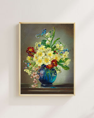 Anonim - Mavi Vazoda Bahar Çiçekleri fine art baskı