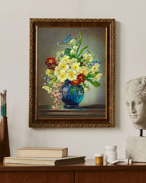 Anonim - Mavi Vazoda Bahar Çiçekleri fine art baskı