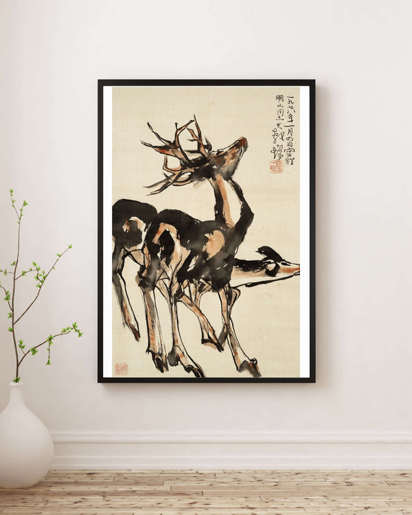 Üç Geyik Fine Art Baskı