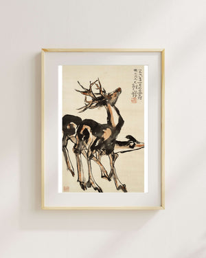 Üç Geyik Fine Art Baskı