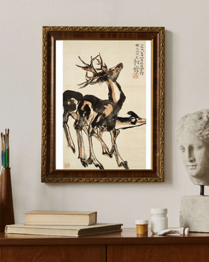 Üç Geyik Fine Art Baskı