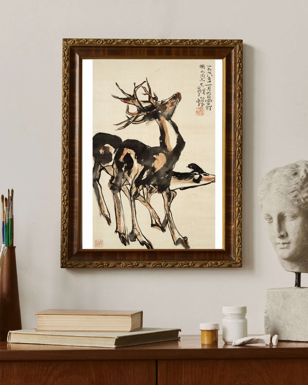 Üç Geyik Fine Art Baskı
