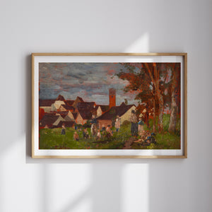 Tina Blau-Lang - Children Before a Small Town Landscape in Southern Germany