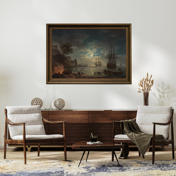 Claude-Joseph Vernet - Ay Işığı Fine Art Baskı