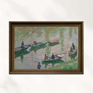 Claude Monet - Poissy Yakınlarında Seine Nehri’nde Balıkçılar Fine Art Baskı