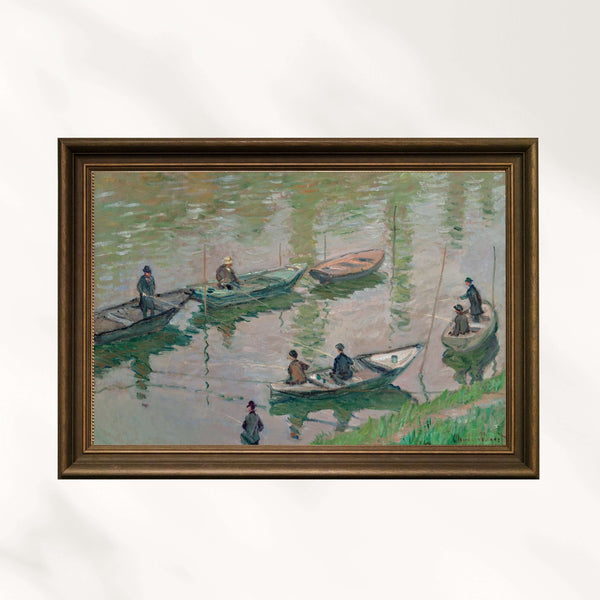 Claude Monet - Poissy Yakınlarında Seine Nehri’nde Balıkçılar Fine Art Baskı