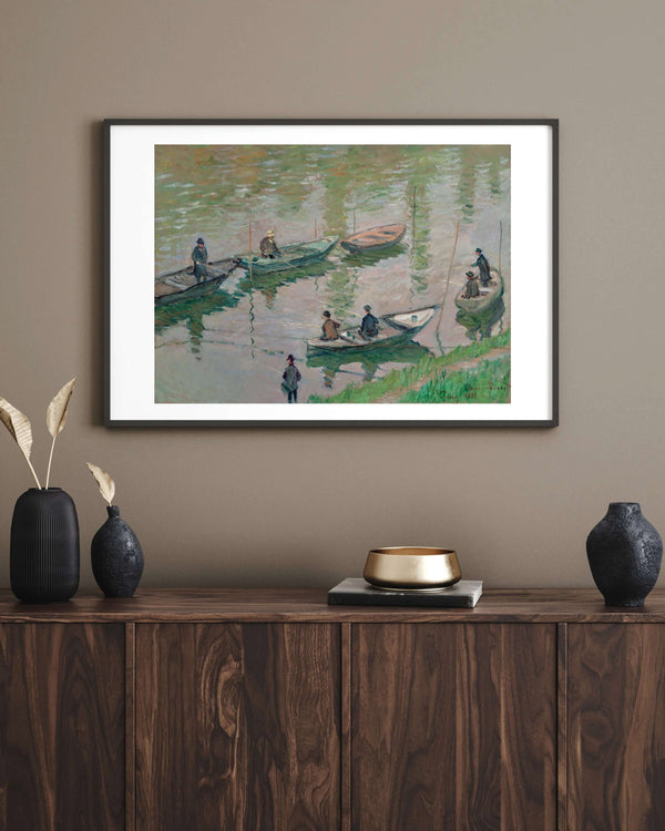 Claude Monet - Poissy Yakınlarında Seine Nehri’nde Balıkçılar Fine Art Baskı