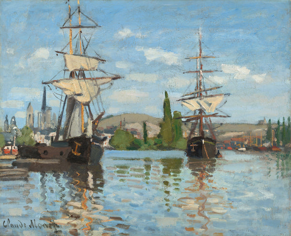 Claude Monet - Rouen’de Seine Üzerinde Demirli Gemiler Tablo