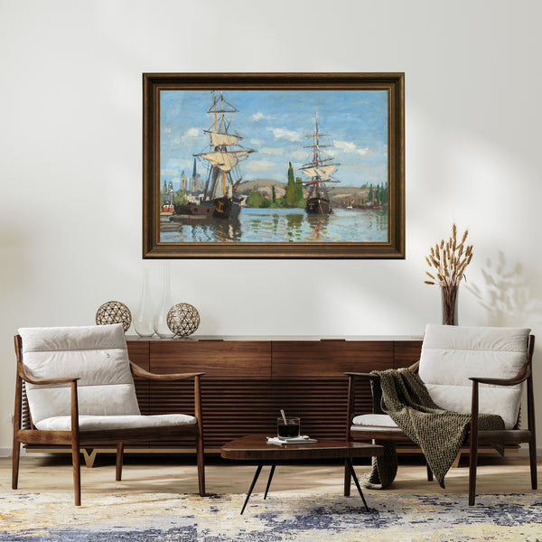 Claude Monet - Rouen’de Seine Üzerinde Demirli Gemiler Fine Art Baskı