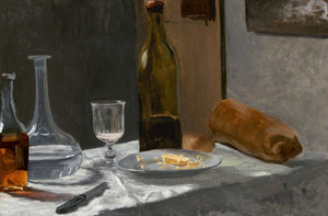 Claude Monet - Şişe Sürahi Ekmek ve Şarap tablo