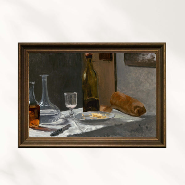 Claude Monet - Şişe Sürahi Ekmek ve Şarap poster