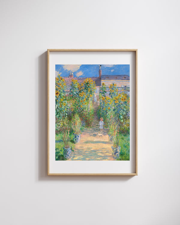 Claude Monet - Vétheuil’de Sanatçının Bahçesi Fine Art Baskı