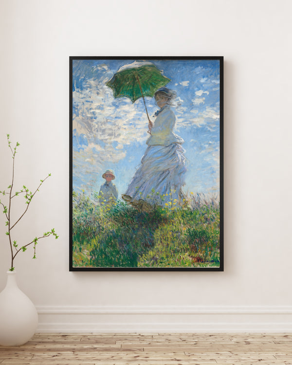 Claude Monet - Şemsiyeli Kadın Madame Monet ve Oğlu Poster