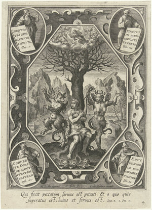 Cornelis Galle - Bir Genç Adamın İki Şeytan Tarafından Bir Ağaca Zincirlenmesi fine art baskı