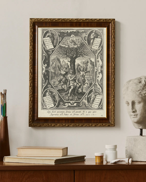 Cornelis Galle - Bir Genç Adamın İki Şeytan Tarafından Bir Ağaca Zincirlenmesi fine art baskı