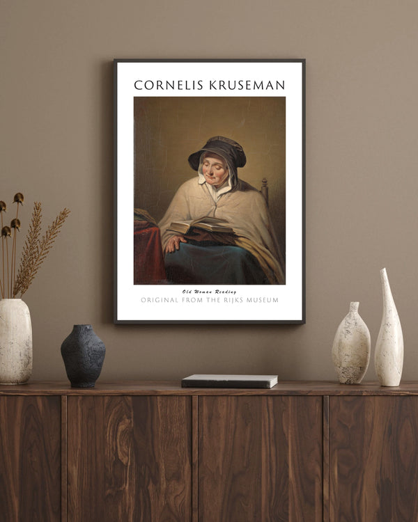 Cornelis Kruseman-Yaşlı Kadın Okurken çerçeve
