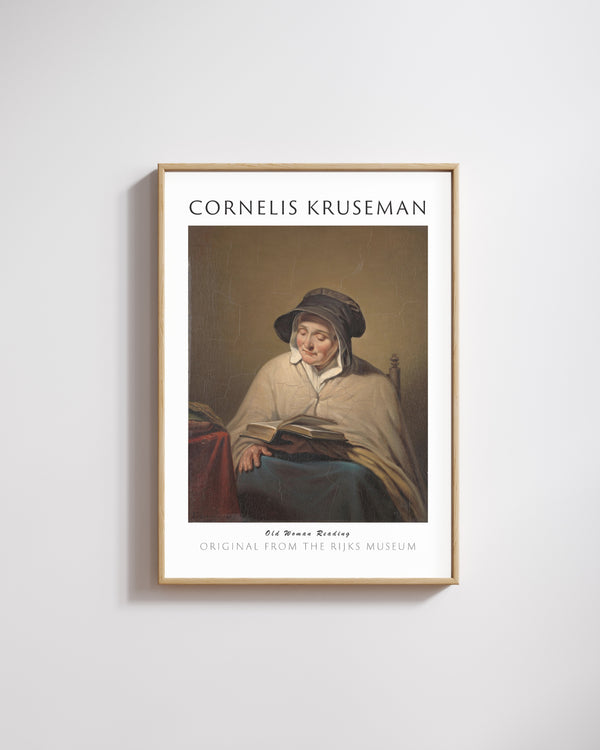 Cornelis Kruseman-Yaşlı Kadın Okurken poster