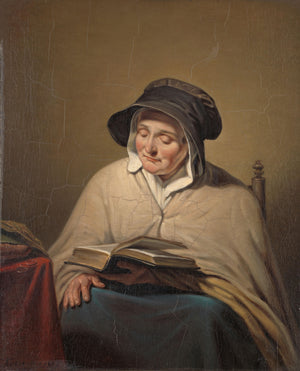 Cornelis Kruseman-Yaşlı Kadın Okurken tablo