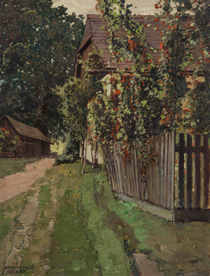 Josef Stoitzner - Çiçek Açan Fasulyelerle Kır Bahçesi Fine Art Baskı