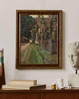 Josef Stoitzner - Çiçek Açan Fasulyelerle Kır Bahçesi Fine Art Baskı