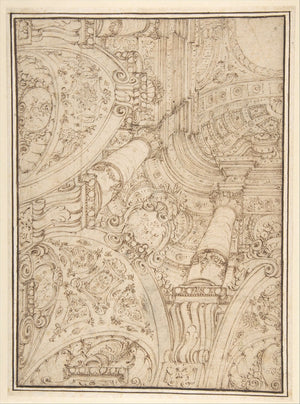 Perspektif İçinde Ayrıntılı Mimari Süsleme Fine Art Baskı