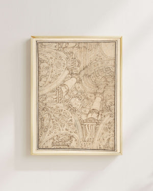 Perspektif İçinde Ayrıntılı Mimari Süsleme Fine Art Baskı