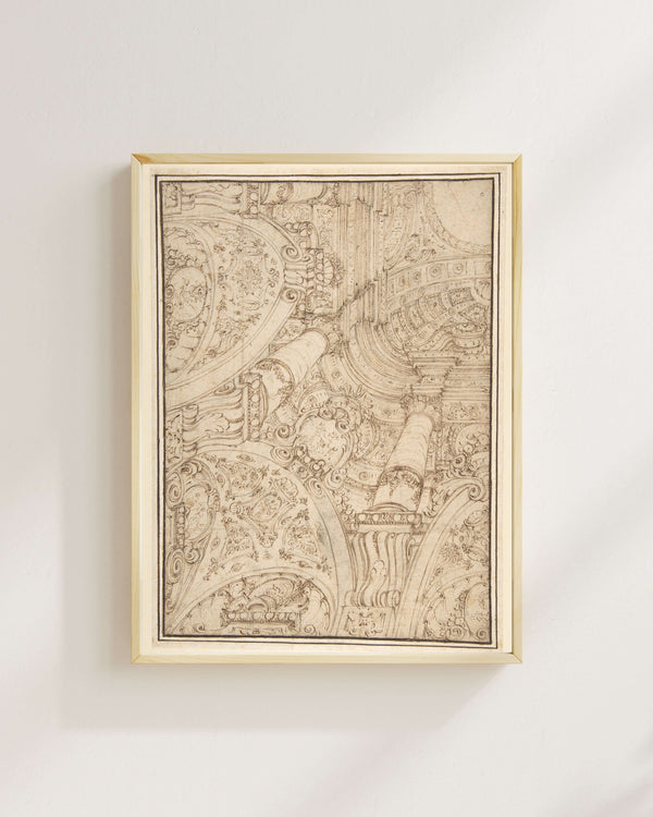 Perspektif İçinde Ayrıntılı Mimari Süsleme Fine Art Baskı