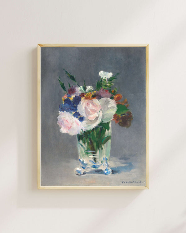 Édouard Manet - Kristal Vazoda Çiçekler Fine Art Baskı