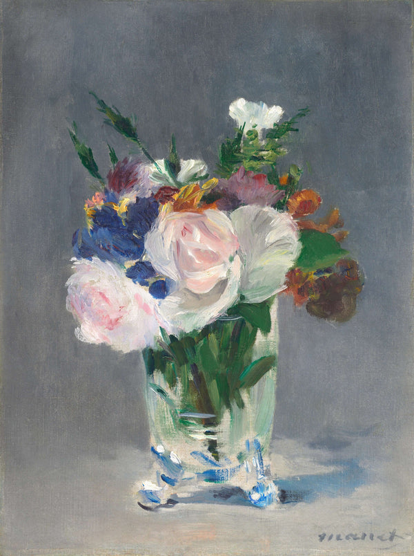 Édouard Manet - Kristal Vazoda Çiçekler Tablo