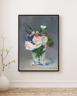 Édouard Manet - Kristal Vazoda Çiçekler Poster