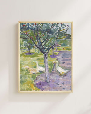 Edvard Munch - Meyve Bahçesindeki Kazlar Fine Art Baskı