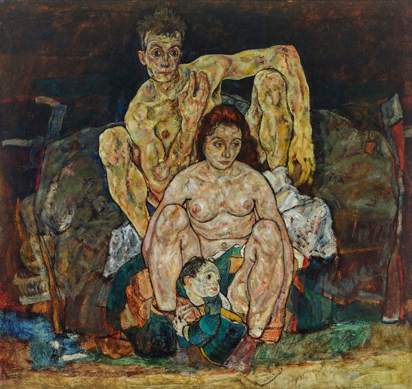 Egon Schiele - Çömelmiş İnsan Çifti Aile