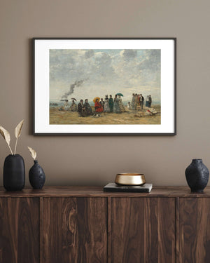 Eugène Boudin - Sahilde Figürler Çerçeve